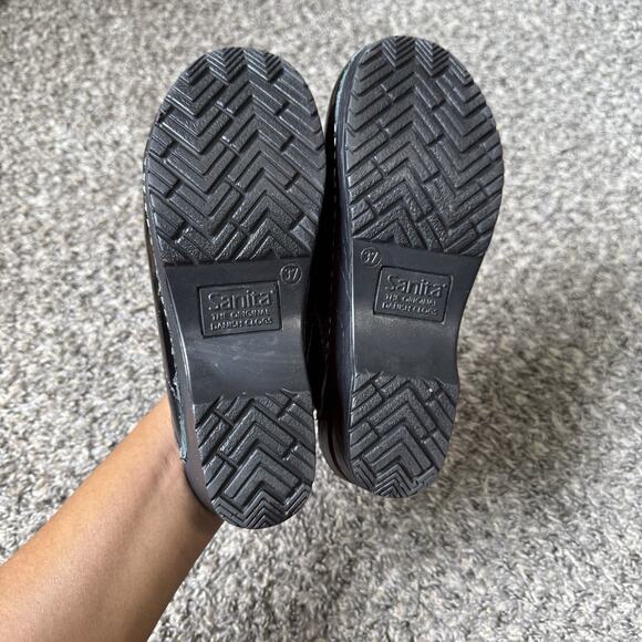 Sanita Slip On Clogs Mule Shoe Black Patent Leather Size 37 US 6.5-7 Comfort - Picture 5 of 12